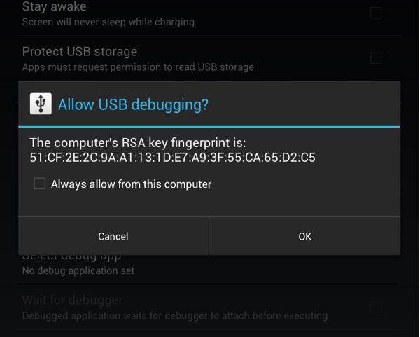Enable Android USB debugging