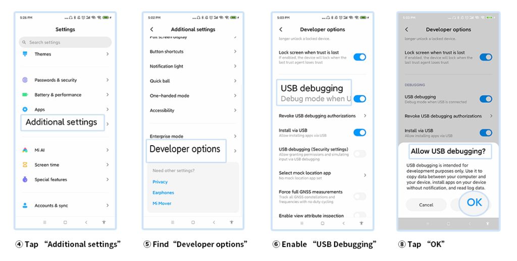 Xiaomi USB debugging