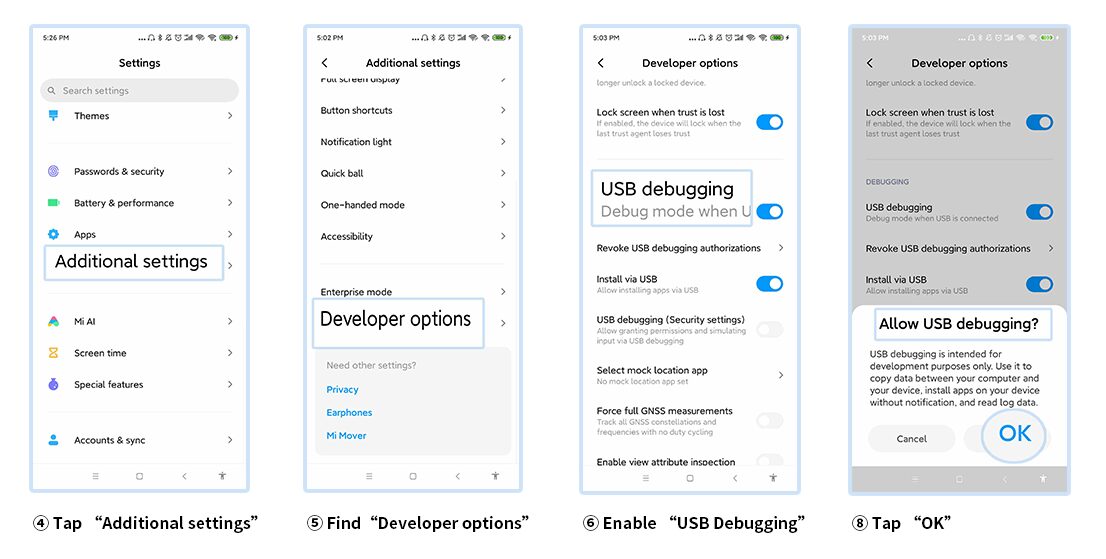 Xiaomi USB debugging