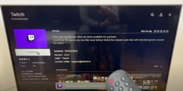 Twitch app on TV