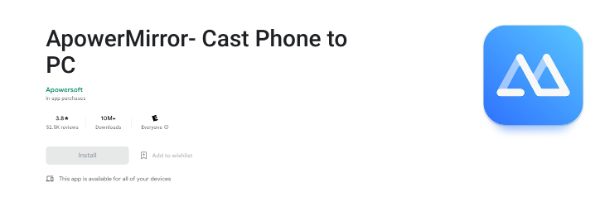 ApowerMirror app for casting to tv