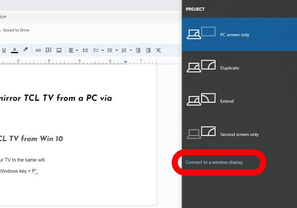 connect pc with TCL TV