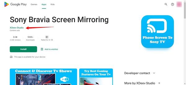 Sony Bravia Screen Mirroring app