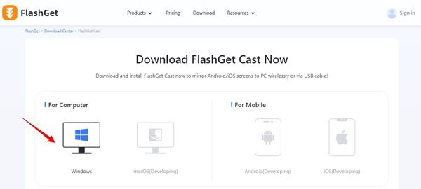 iPad screen mirroring via FlashGet Cast