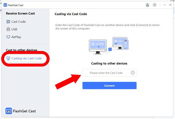 casting via cast code to other device