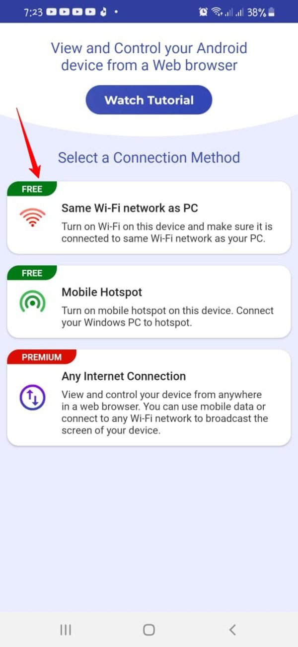 Same Wi-Fi network as PC