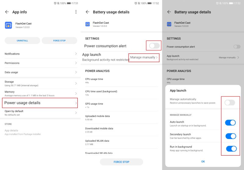 Power usage details