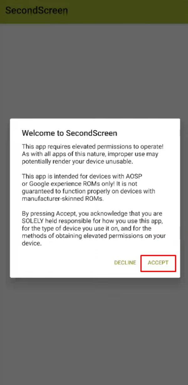 allow the secondscreen permissions