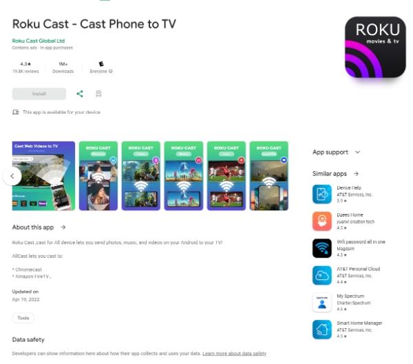 screen mirror to TV Android via roku cast