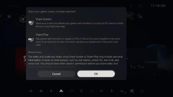 share a PS5 screen to others