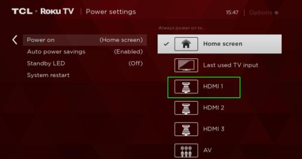 HDMI connection on  Roku TV