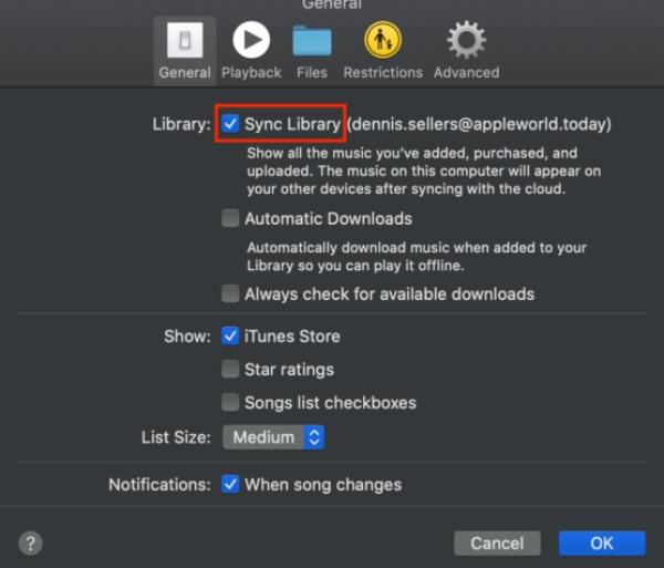 Sync music library
