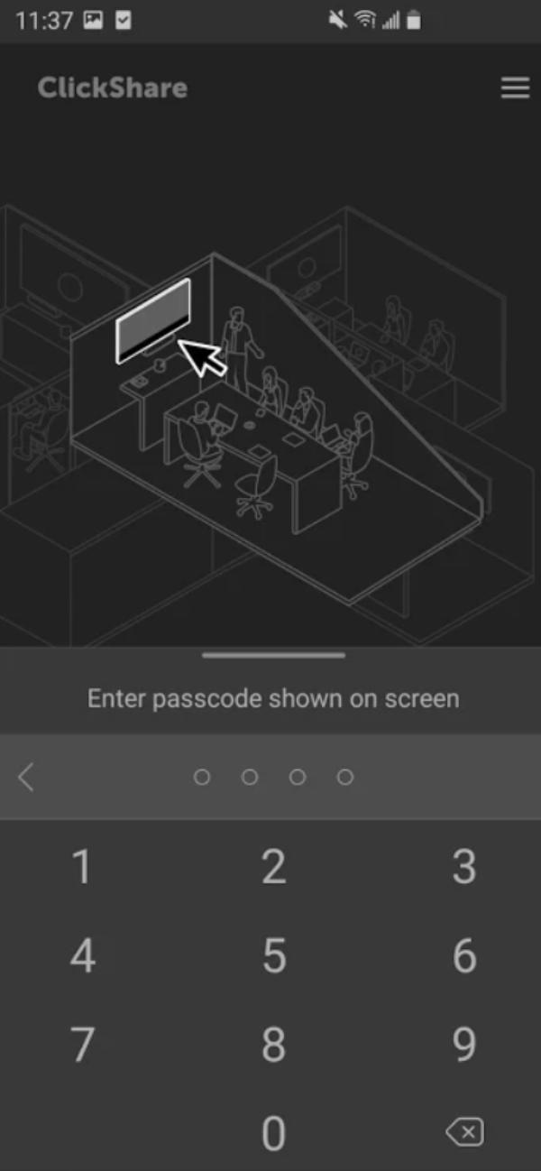 enter passcode in Barco ClickShare App