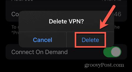 delete VPN for black screen on Samsung TV
