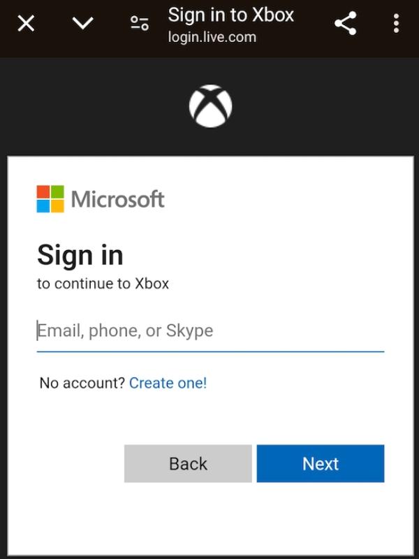 Log in Microsoft account