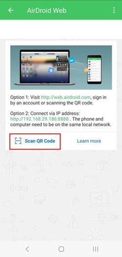 airdroid scan QR code