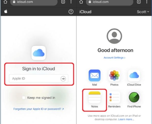 sign in to icloud