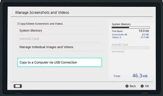 copy to a computer via USB connection